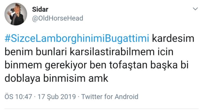 Twitter Ticilerinin #SizceLamborghinimiBugattimi Hashtag'i ile İmtihanı