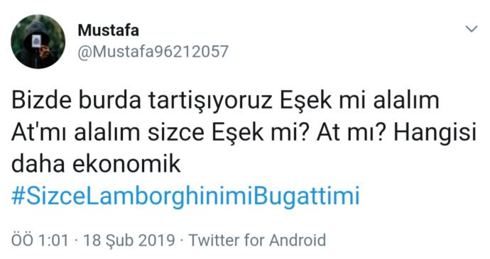 Twitter Ticilerinin #SizceLamborghinimiBugattimi Hashtag'i ile İmtihanı