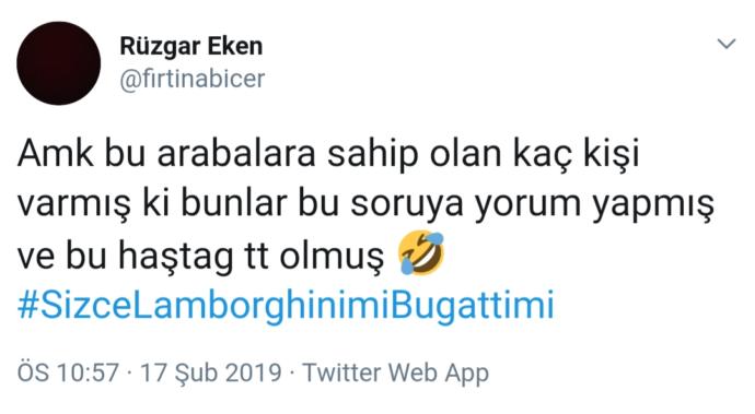 Twitter Ticilerinin #SizceLamborghinimiBugattimi Hashtag'i ile İmtihanı