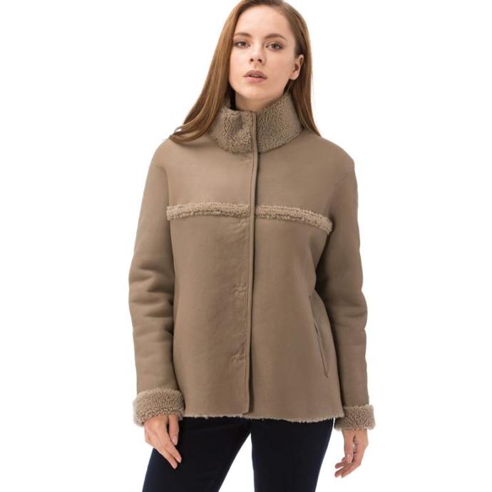 Lacoste peluş detaylı bej mont