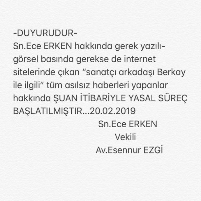 Berkay Şahin, Ece Erken Haberlerine Cevap Verdi