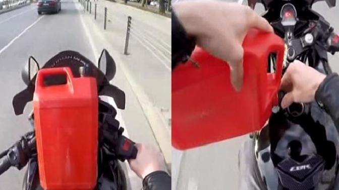 Hareket Halindeyken Motosikletine Benzin Doldurdu! (İstanbul - Maltepe)