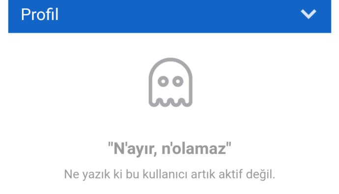 Bu kullanıcı artık aktif değil