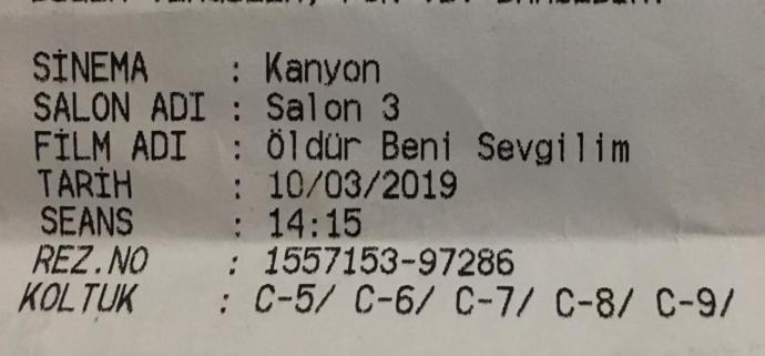 Öldür Beni Sevgilim - Sinema Bileti