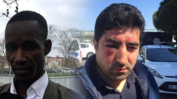 Senegalli Müşterisine Hakaret Eden Taksiciyi Arkadaşları Dövdü!