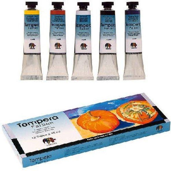 Nerchau Tempera Guaj Boya Set 12 Renk x 19 ml.