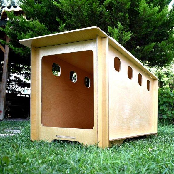 İndigo Ahşap Köpek Kulübesi Dış Mekan Medium