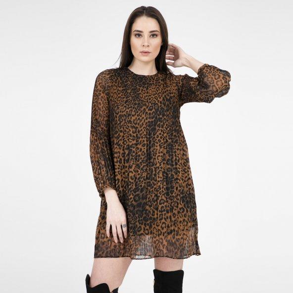 Leopar Desenli Elbise