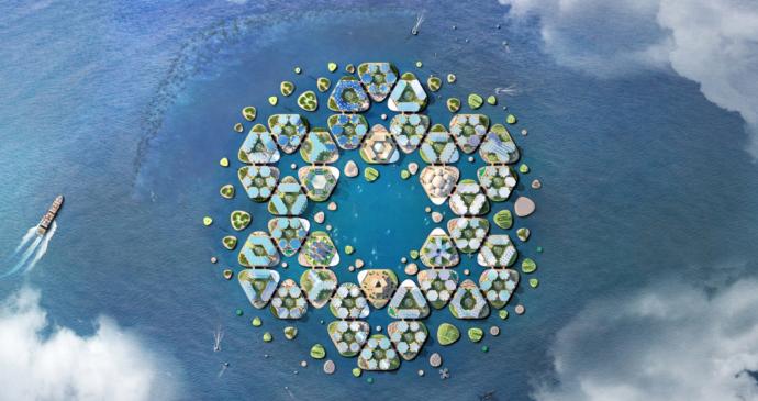 Oceanix City'nin fraktalik tasarımı.