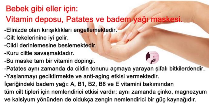 Bebek Teni Gibi Eller İçin Anti-aging Etkili, Vitamin Deposu: Patates ve Badem Yağı Maskesi!