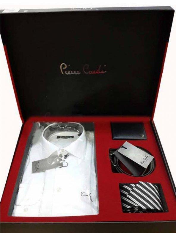 Pierre Cardin 4lü Gömlek Kemer Cüzdan Kravat Set