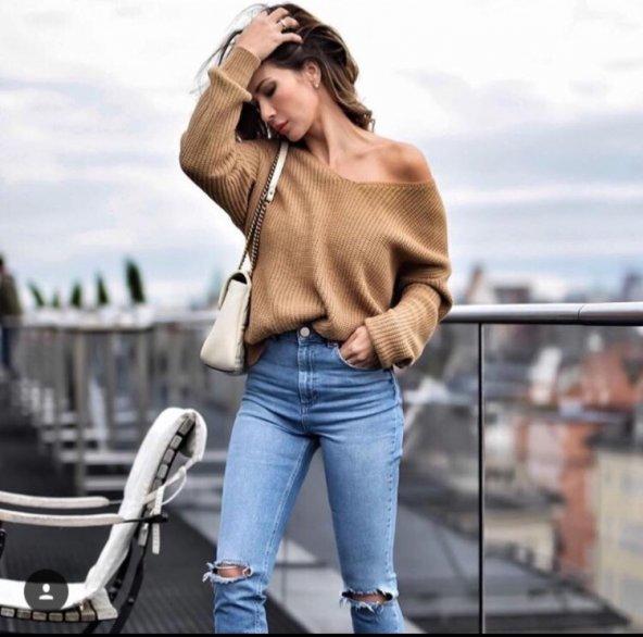Kadın Vizon Triko Model Kazak