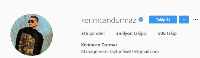 Kerimcan Durmaz'ın Düşmeye Başlayan Takipçi Sayısı Yeniden Yükselişe Geçti (Instagram)