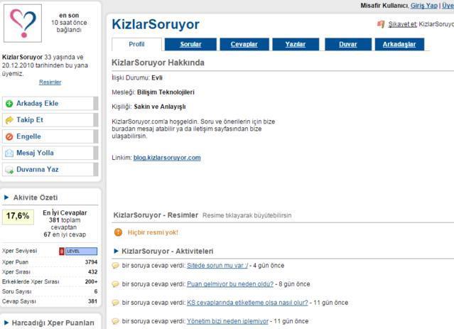 Eski KizlarSoruyor Profili 2012