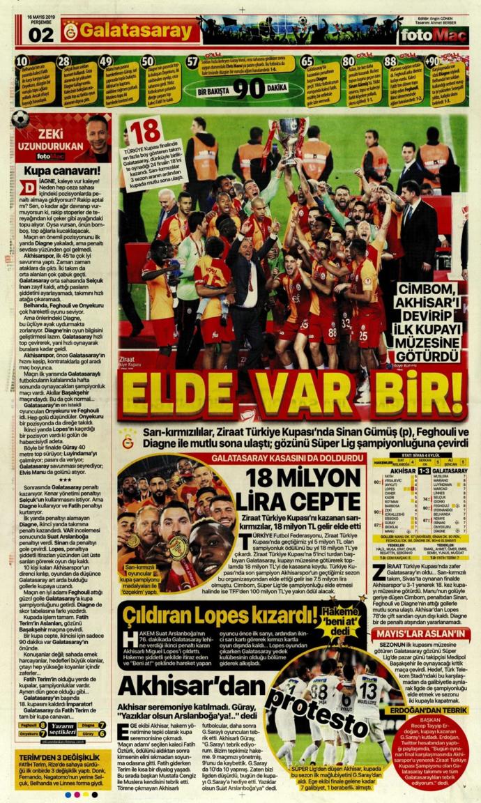 Türkiye Kupasını Müzesine Götüren Galatasaray'ın Zaferini Gazeteler Nasıl Gördü? (Manşetler)