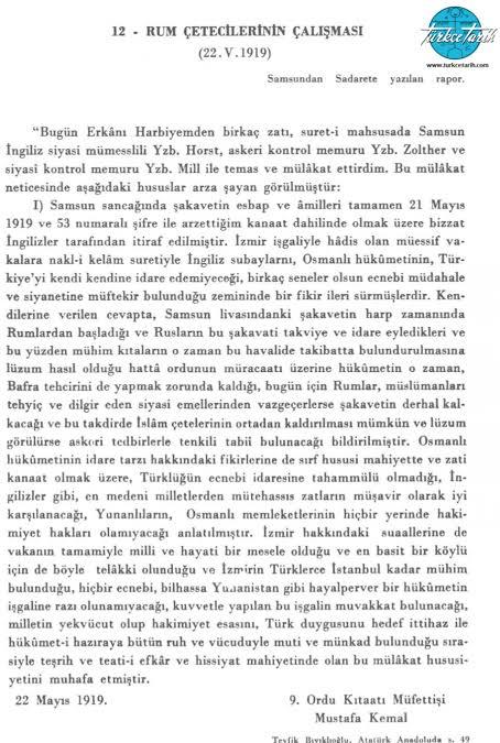 Samsun Raporu. (Kaynak: www.turkcetarih.com)