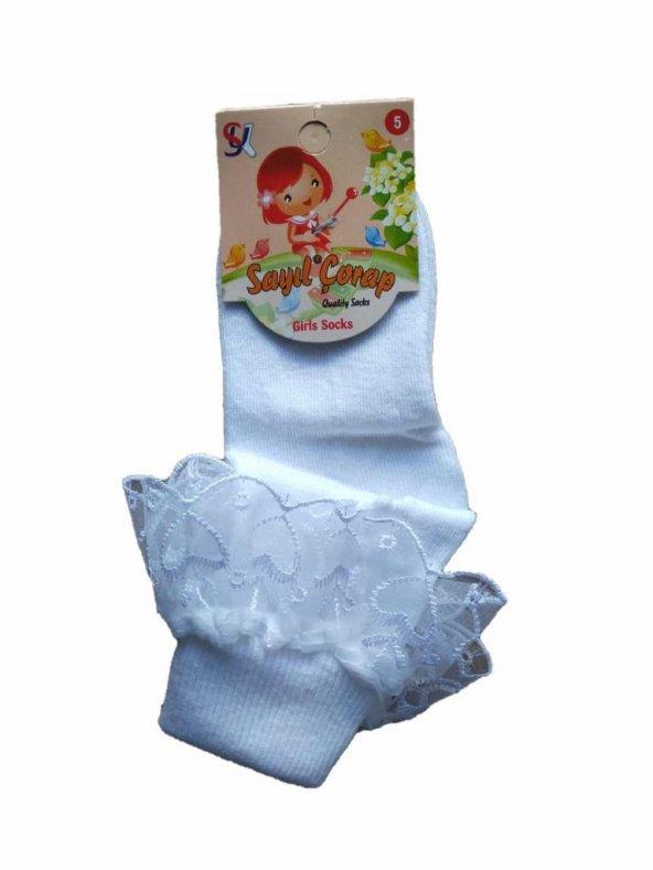 🍬Kız Çocuk Tüllü Beyaz Çorap