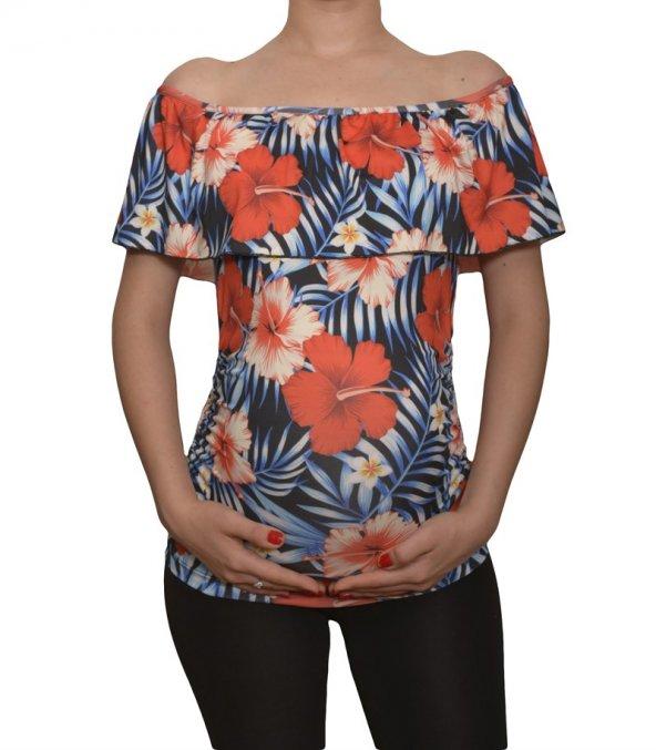 LuvmaBelly Maternity 2512 Kayık Yaka Hamile Bluzu