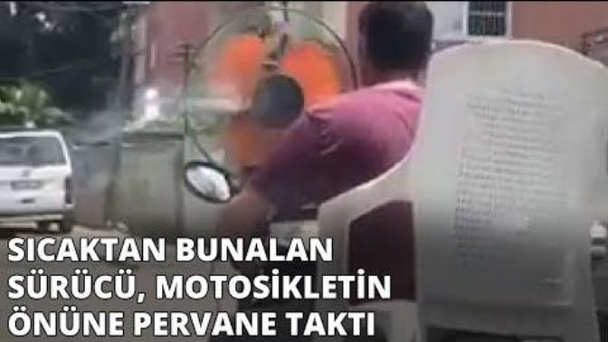 Sıcaklarla Baş Etmek İçin Motosikletine Vantilatör Taktı!
