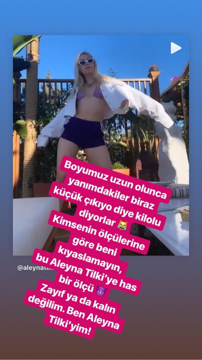 Bikini ile Görüntülenen Aleyna Tilki: Ben Zayıf Ya Da Kilolu Değilim Yanımdakiler Küçük