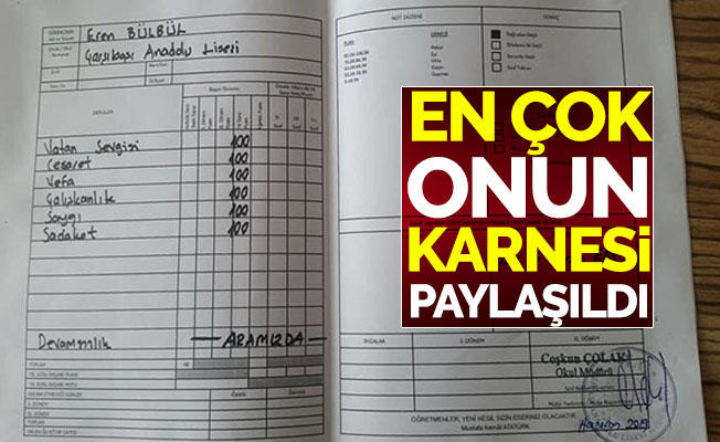 Şehit Eren Bülbül'ün Karnesi