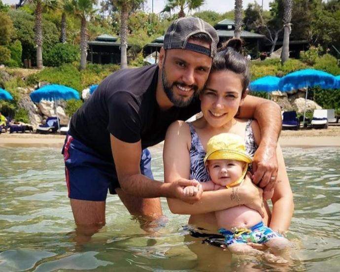 Oğulları Burak'ın ilk deniz keyfi