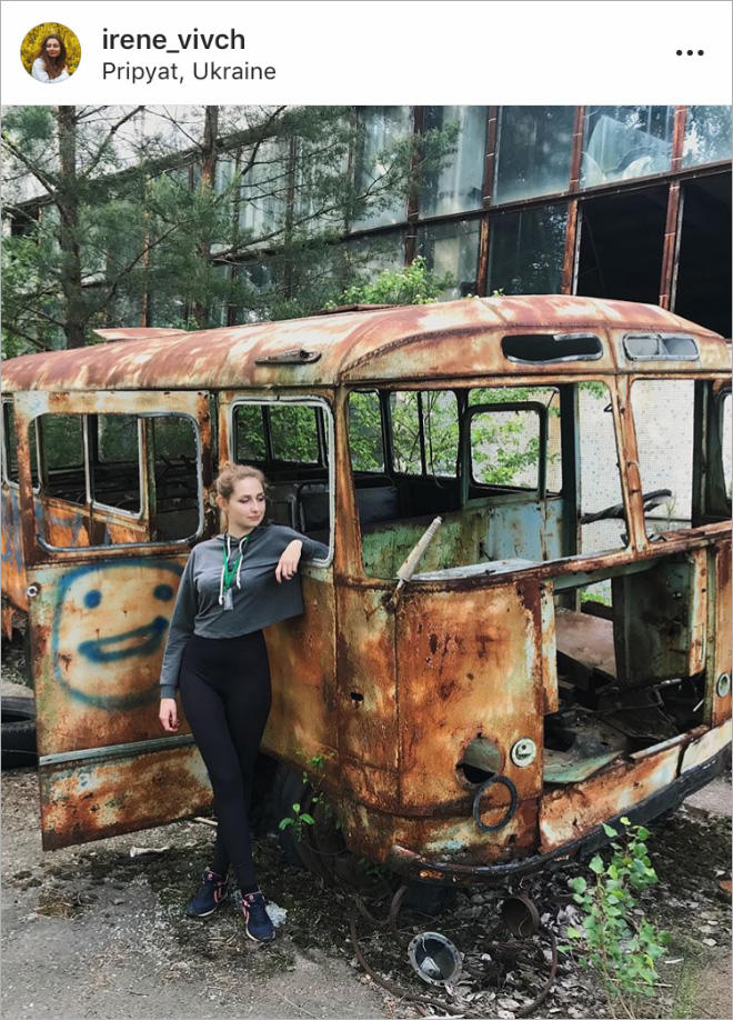 Instagram'ın Farklı Mekanlara Aç Bloggerlarının Chernobyl Temalı Pozları