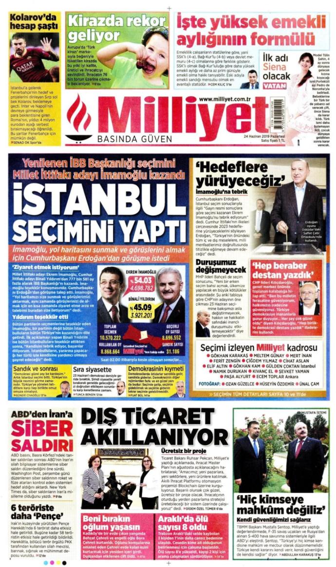 İmamoğlu'nun Başkan Seçilmesini Gazeteler Böyle Gördü (Foto Galeri)