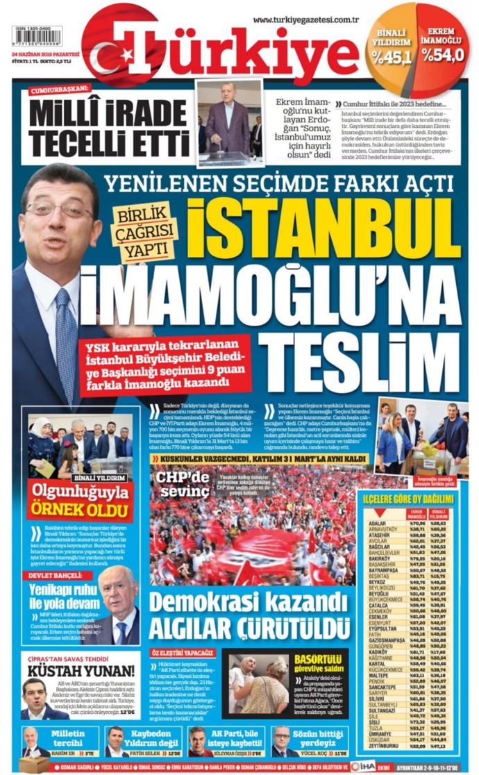 İmamoğlu'nun Başkan Seçilmesini Gazeteler Böyle Gördü (Foto Galeri)
