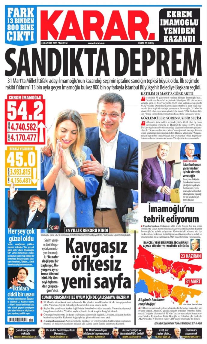 İmamoğlu'nun Başkan Seçilmesini Gazeteler Böyle Gördü (Foto Galeri)