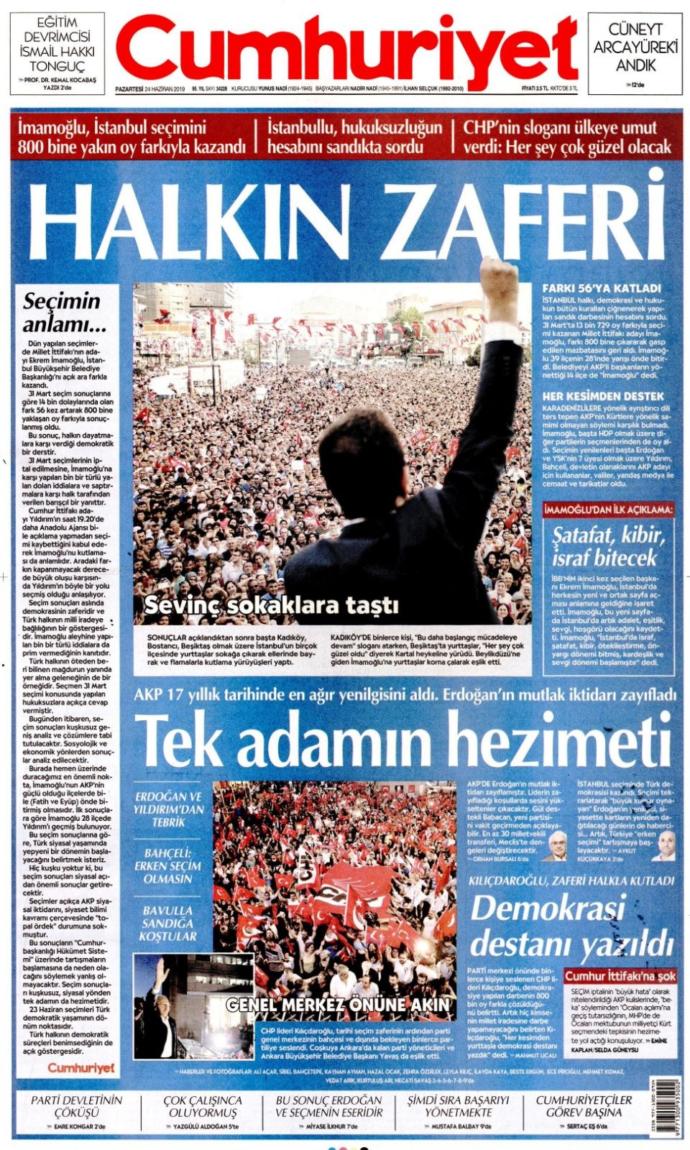 İmamoğlu'nun Başkan Seçilmesini Gazeteler Böyle Gördü (Foto Galeri)