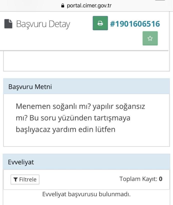 Arda Bey'in Yaptığı Başvuru