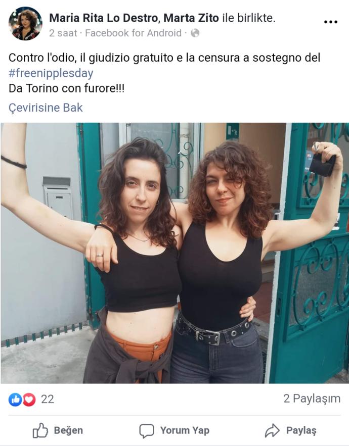 İtalya'da Garip Bir Gün: 27 Temmuz Memelere Özgürlük Günü ve #freenipplesday Başlıklı Facebook Paylaşımları