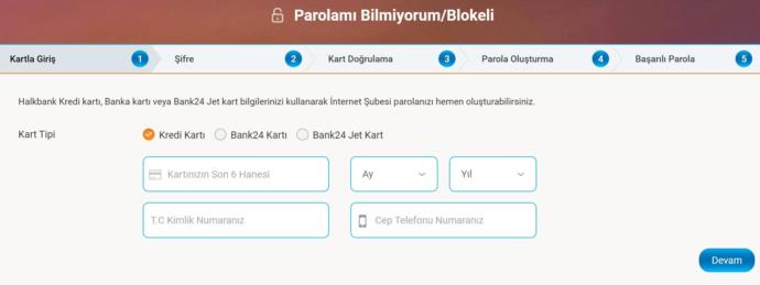 Parola Alma Sekmesi