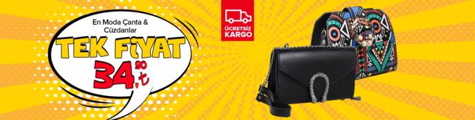 En Moda Çanta ve Cüzdanlar Tek Fiyat Etiketiyle ₺34,90