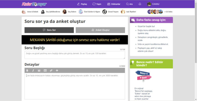 KizlarSoruyor'a 