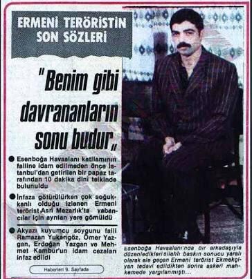 Asala Eesnboğa baskınında sağ ele geçirilen teörrist Levon Ekmekçiyan