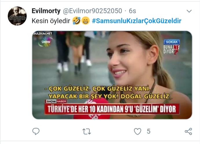 #SamsunluKizlarCokGuzeldir Hashtagini Tiye Alan Twitterın Muzip Kullanıcılarının Komik Tweetleri