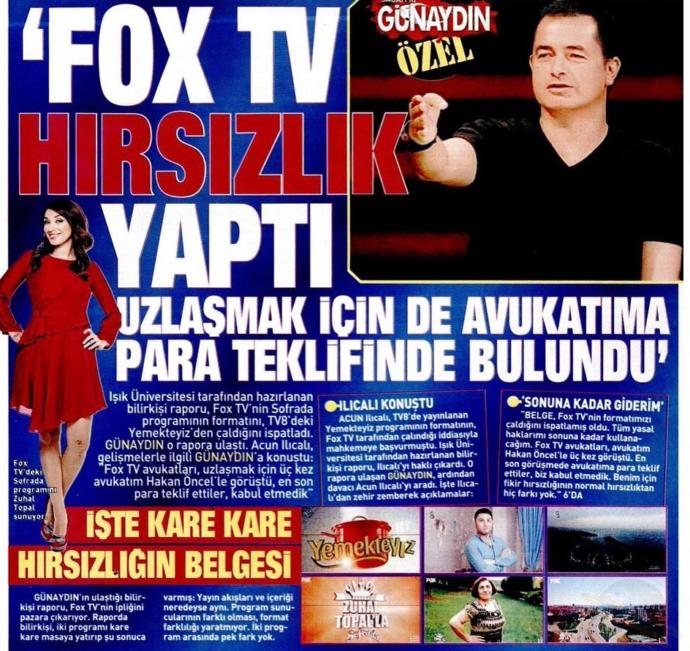 Acun Ilıcalı: FOX TV, Yemekteyiz Programını Birebir Kopyalamıştır