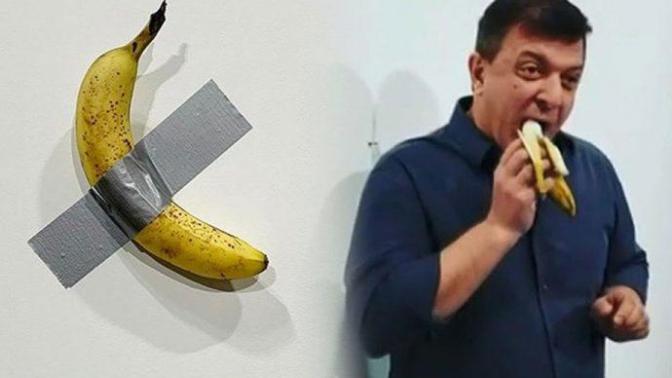 Maurizio Cattelan'ın 150 Bin Dolar Değerindeki Duvara Bantlanmış Muzunu Yediler