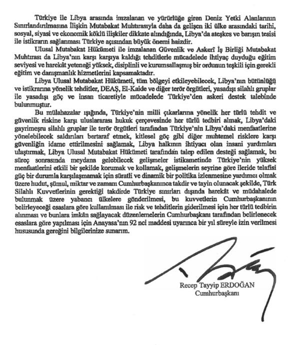 Libya Tezkeresi TBMMye Sunuldu: Meclis 2 Ocakta Toplanacak
