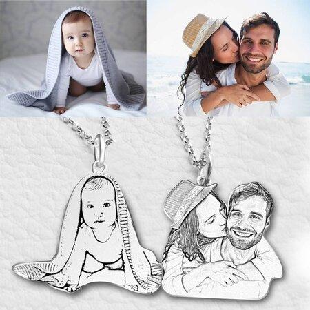 Senin için ne kadar özel olduğunu bir kez daha fark etmesi için Fotoğraf Baskılı Gümüş Kolye ve Zincir