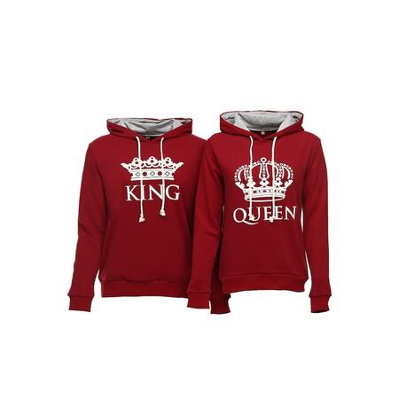 Hayatının kralını/kraliçesini herkese ilan etmek için King Queen Kapüşonlu Sevgili Eş Kombin Sweatshirt