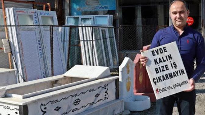 Mermer Ustasından İlginç Evde Kal Çağrısı "Evde Kalın Bize İş Çıkarmayın"