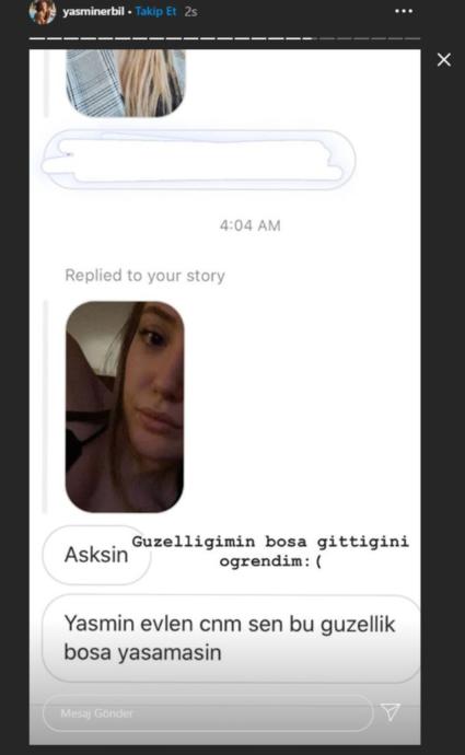 Yasemin Erbil Sosyal Medyadan Gelen Mesajı İfşaladı