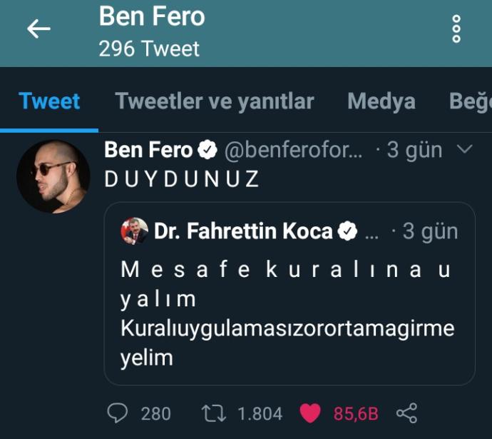 Fenomen Olma Yolunda İlerleyen Fahrettin Kocadan Ne Tatlısın Sağlık Bakanım Dedirten Samimi Twitter Mesajları