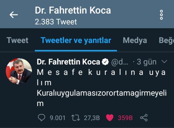 Fenomen Olma Yolunda İlerleyen Fahrettin Kocadan Ne Tatlısın Sağlık Bakanım Dedirten Samimi Twitter Mesajları