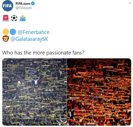 FİFA Resmi Twitter Hesabında Yayımlanan Anket Sonucu: Fenerbahçe Taraftarı Daha Tutkulu!