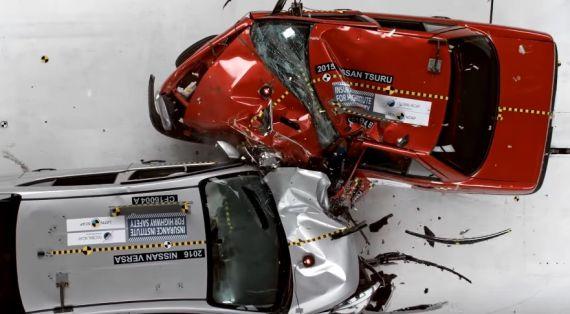 Global Ncap tarafından yapılan Nissan Versa-Nissan Tsuru çarpışma testi