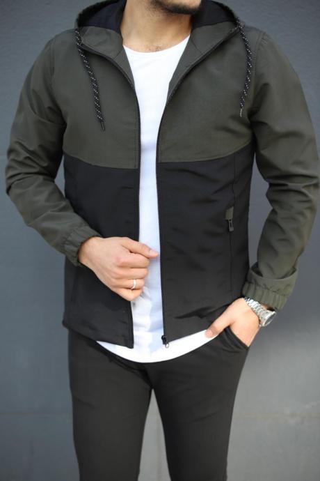 Hayat mottosu “rahatlık” olan erkekler için günlük ve spor DENSMOOD Erkek Çift Renk Desenli Slim Fit Yağmurluk